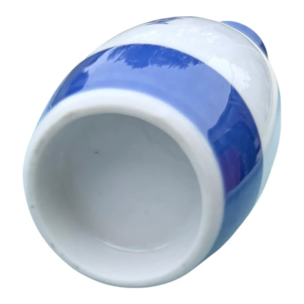 Shinsei Sake Carafe‎ Tokkuri 5in Blue White Ceramic Kanji Japanese Barware Retro